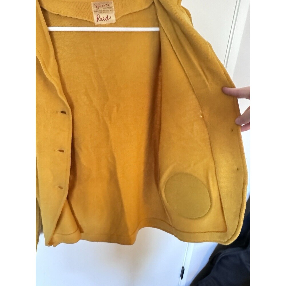 Vintage 1968 Grewe 100% Wool Yellow Red High School Varsity Sweater Avantes Reed - Picture 11 of 13